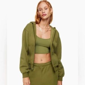 TNA Sweatfleece Perfect Fit Zip Hoodie ANCIENT OLIVE Size M